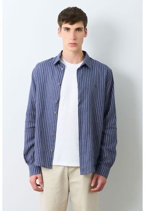 Camisa Manga Larga En Lino Para Hombre Lira Camisa Manga Larga En Lino Para Hombre Lira Azul Oscuro M VÉLEZ