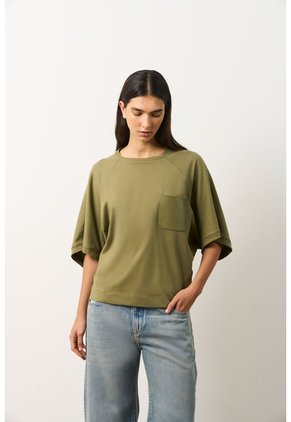 Camiseta Ópalo Para Mujer Manga Ranglan Camiseta Ópalo Para Mujer Manga Ranglan Verde Oliva XL VÉLEZ