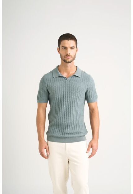 Polo Hori Tejida Para Hombre Base Texturizada Polo Hori Tejida Para Hombre Base Texturizada Agua Marina L Vélez