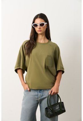 Camiseta Ópalo Para Mujer Manga Ranglan Camiseta Ópalo Para Mujer Manga Ranglan Verde Oliva XL VÉLEZ