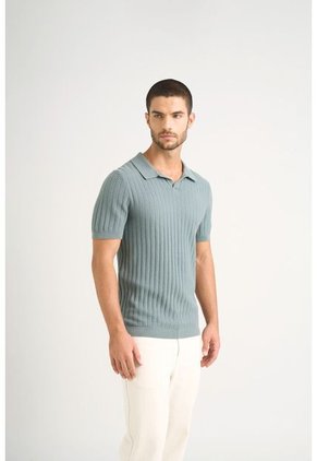Polo Hori Tejida Para Hombre Base Texturizada Polo Hori Tejida Para Hombre Base Texturizada Agua Marina L Vélez