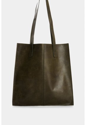 Tote Bag De Cuero Grabado Croco Esencial Tote Bag De Cuero Grabado Croco Esencial Verde VÉLEZ