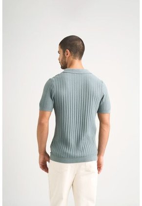 Polo Hori Tejida Para Hombre Base Texturizada Polo Hori Tejida Para Hombre Base Texturizada Agua Marina L Vélez