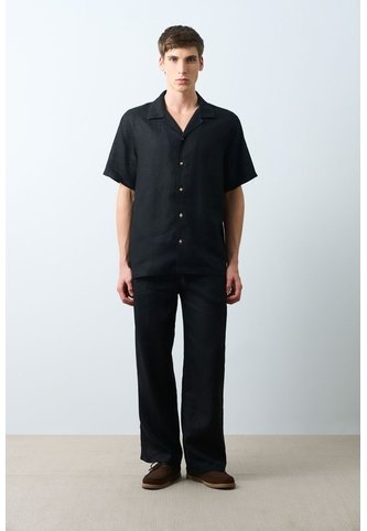 Camisa Manga Corta En Lino Para Hombre Málaga Camisa Manga Corta En Lino Para Hombre Málaga Negro M VÉLEZ Vélez