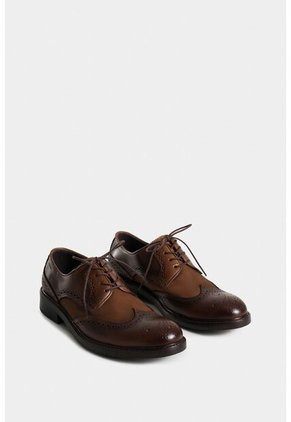 Zapatos Cordón Solar De Cuero Para Hombre Combinación De Texturas Zapatos Cordón Solar De Cuero Para Hombre Combinación De Texturas Miel 41 VÉLEZ