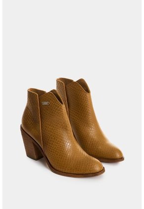 Botines De Cuero Grabado Para Mujer Alpha Botines De Cuero Grabado Para Mujer Alpha Miel 40 VÉLEZ