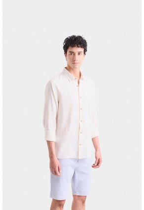 Camisa Manga Larga En Lino Para Hombre Silueta Semi Ajustada Camisa Manga Larga En Lino Para Hombre Silueta Semi Ajustada Arena M VÉLEZ