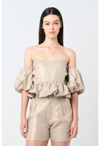 Camisa Elios En Lino Para Mujer Silueta Cropped Camisa Elios En Lino Para Mujer Silueta Cropped Arena S VÉLEZ