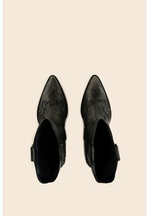 Botines Dino De Cuero Con Efecto Artesanal Para Mujer Western Botines Dino De Cuero Con Efecto Artesanal Para Mujer Western Negro 38 Vélez