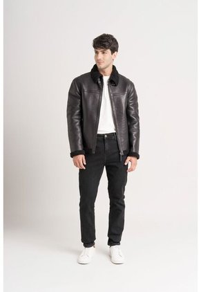 Chaqueta Atrani De Cuero Para Hombre Semi Ajustada Chaqueta Atrani De Cuero Para Hombre Semi Ajustada Negro M VÉLEZ