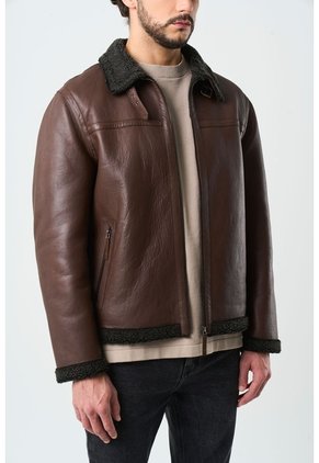 Chaqueta Atrani De Cuero Para Hombre Semi Ajustada Chaqueta Atrani De Cuero Para Hombre Semi Ajustada Cafe L VÉLEZ