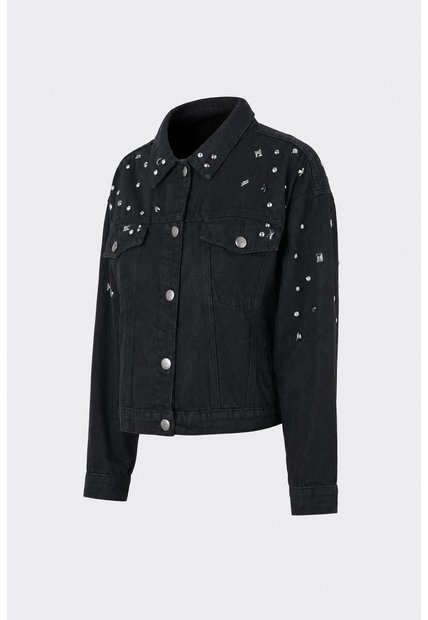 Chaqueta Black Para Mujer Silueta Trucker Chaqueta Black Para Mujer Silueta Trucker Negro L VÉLEZ