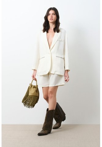 Blazer En Tejido Plano Para Mujer Tika Blazer En Tejido Plano Para Mujer Tika Crema L VÉLEZ Vélez