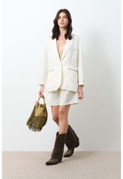 Blazer En Tejido Plano Para Mujer Tika Blazer En Tejido Plano Para Mujer Tika Crema L VÉLEZ