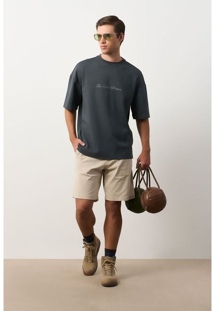 Camiseta Relaxed Fit Para Hombre Camiseta Relaxed Fit Para Hombre Gris Pistola XS VÉLEZ