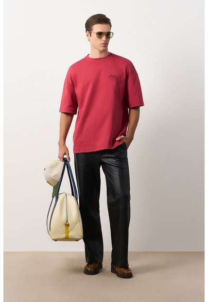 Camiseta Relaxed Fit Para Hombre Camiseta Relaxed Fit Para Hombre Rojo L VÉLEZ