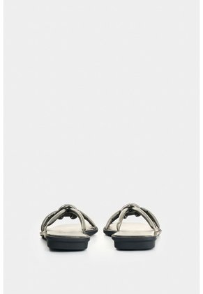 Sandalia Plana De Cuero Para Mujer Sole Sandalia Plana De Cuero Para Mujer Sole Plata 37 VÉLEZ