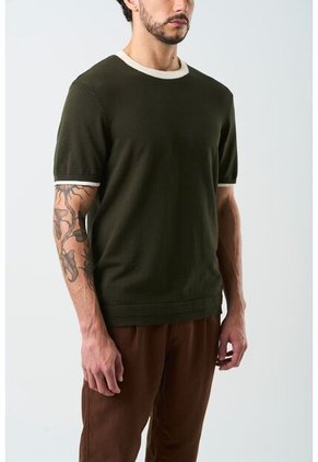Camiseta Tejida Manga Corta Para Hombre Luminia Camiseta Tejida Manga Corta Para Hombre Luminia Verde Oliva L VÉLEZ