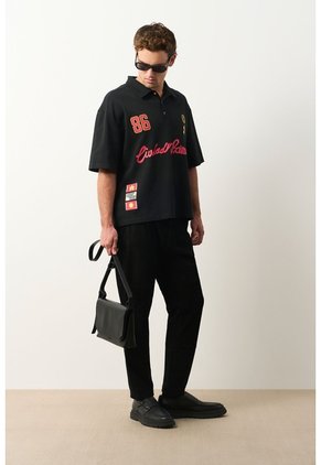 Polo Cropped En Algodón Para Hombre Primavera Polo Cropped En Algodón Para Hombre Primavera Negro XS VÉLEZ