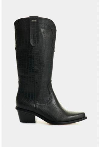 Botas De Cuero Grabado Para Mujer Gem Botas De Cuero Grabado Para Mujer Gem Negro 41 VÉLEZ Vélez