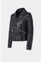 Chaqueta Silueta Tipo Biker De Cuero Para Mujer Cremalleras Chaqueta Silueta Tipo Biker De Cuero Para Mujer Cremalleras Negro XS VÉLEZ de Vélez