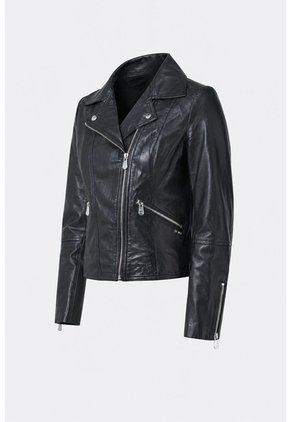 Chaqueta Silueta Tipo Biker De Cuero Para Mujer Cremalleras Chaqueta Silueta Tipo Biker De Cuero Para Mujer Cremalleras Negro XS VÉLEZ