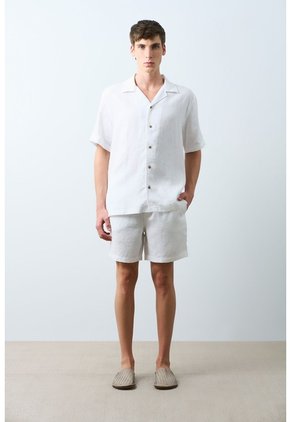 Camisa Manga Corta En Lino Para Hombre Málaga Camisa Manga Corta En Lino Para Hombre Málaga Blanco S VÉLEZ