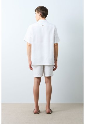 Camisa Manga Corta En Lino Para Hombre Málaga Camisa Manga Corta En Lino Para Hombre Málaga Blanco S VÉLEZ