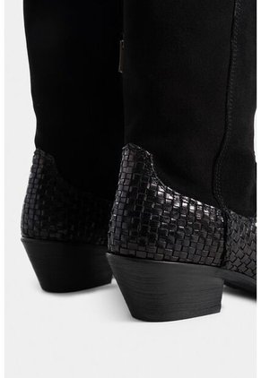 Botas Gobi De Cuero Liso Y Gamuza Para Mujer Chapetas Tejidas Botas Gobi De Cuero Liso Y Gamuza Para Mujer Chapetas Tejidas Negro 39 VÉLEZ