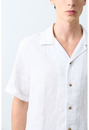 Camisa Manga Corta En Lino Para Hombre Málaga Camisa Manga Corta En Lino Para Hombre Málaga Blanco S VÉLEZ