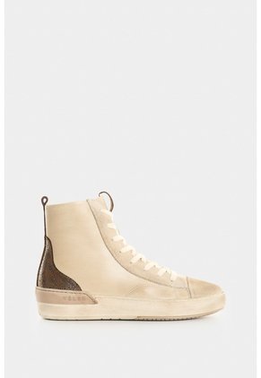 Tenis Bota De Cuero Para Mujer Detalle Folia Tenis Bota De Cuero Para Mujer Detalle Folia Crema 41 VÉLEZ