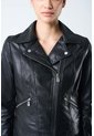 Chaqueta Silueta Tipo Biker De Cuero Para Mujer Cremalleras Chaqueta Silueta Tipo Biker De Cuero Para Mujer Cremalleras Negro XS VÉLEZ de Vélez