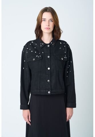 Chaqueta Black Para Mujer Silueta Trucker Chaqueta Black Para Mujer Silueta Trucker Negro M VÉLEZ Vélez