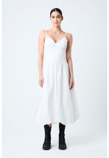 Vestido Midi Fugaz Para Mujer Silueta Globo Vestido Midi Fugaz Para Mujer Silueta Globo Blanco 12 VÉLEZ