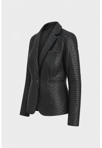 Blazer Tatacoa En Cuero Tejido Para Mujer Silueta Recta Blazer Tatacoa En Cuero Tejido Para Mujer Silueta Recta Negro XL VÉLEZ Vélez