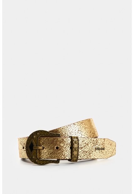 Cinturón Amaru Unifaz En Cuero Folia Para Mujer Cinturón Amaru Unifaz En Cuero Folia Para Mujer Dorado XL VÉLEZ