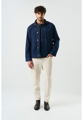 Chaqueta Lerna En Denim Y Cuero Para Hombre Silueta Trucker Chaqueta Lerna En Denim Y Cuero Para Hombre Silueta Trucker Azul Oscuro L VÉLEZ