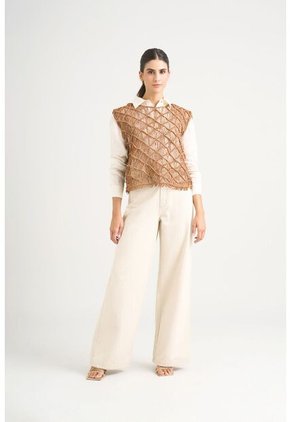 Chaleco Tejido De Cuero Para Mujer Ciruela Chaleco Tejido De Cuero Para Mujer Ciruela Natural M VÉLEZ