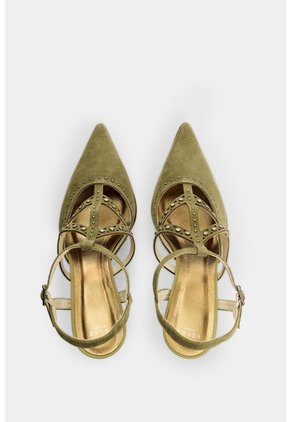 Tacones Cerrados En Cuero Con Taches Para Mujer Tikal Tacones Cerrados En Cuero Con Taches Para Mujer Tikal Verde Oliva 35 VÉLEZ