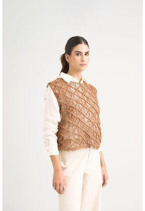 Chaleco Tejido De Cuero Para Mujer Ciruela Chaleco Tejido De Cuero Para Mujer Ciruela Natural M VÉLEZ