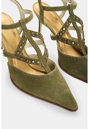 Tacones Cerrados En Cuero Con Taches Para Mujer Tikal Tacones Cerrados En Cuero Con Taches Para Mujer Tikal Verde Oliva 35 VÉLEZ