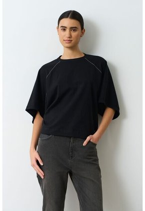 Camiseta Soren Para Mujer Tejida Camiseta Soren Para Mujer Tejida Negro L VÉLEZ