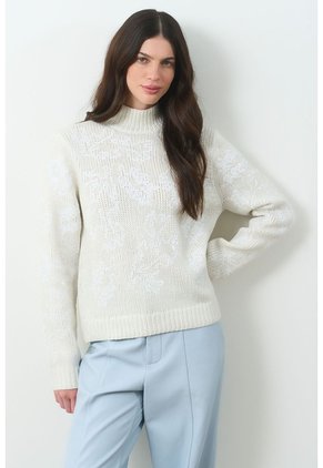 Sweater Tejido De Cuello Alto Para Mujer Nacarina Sweater Tejido De Cuello Alto Para Mujer Nacarina Crema XL VÉLEZ