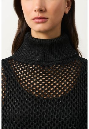 Poncho Lyra Tejido Para Mujer Flecos Poncho Lyra Tejido Para Mujer Flecos Negro Perlado M VÉLEZ