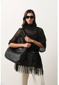 Poncho Lyra Tejido Para Mujer Flecos Poncho Lyra Tejido Para Mujer Flecos Negro Perlado M VÉLEZ de Vélez