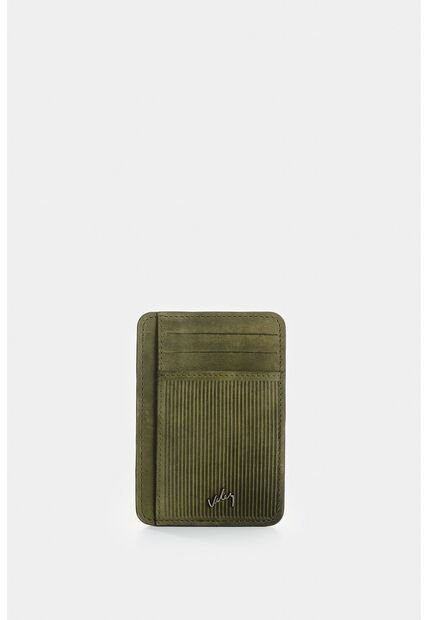 Porta Tarjetas Vértice De Cuero Para Hombre Detalle Rayas Porta Tarjetas Vértice De Cuero Para Hombre Detalle Rayas Verde Oliva VÉLEZ