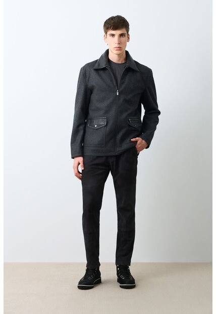 Chaqueta De Tela Y Cuero Para Hombre Oroa Chaqueta De Tela Y Cuero Para Hombre Oroa Negro S VÉLEZ