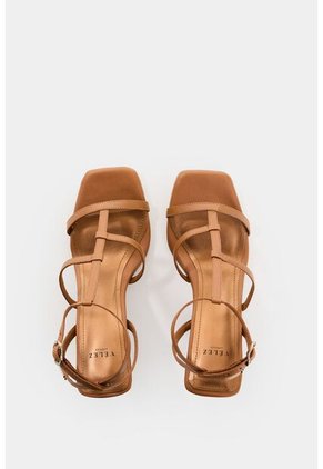 Sandalia Tacón De Cuero Para Mujer Moon Sandalia Tacón De Cuero Para Mujer Moon Miel 40 VÉLEZ