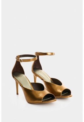 Sandalia Tacón Duna En Cuero Folia Para Mujer Peep Toe Sandalia Tacón Duna En Cuero Folia Para Mujer Peep Toe Bronce 34 VÉLEZ