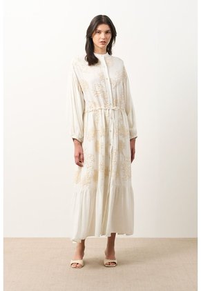Vestido Bordado Cuello Nerú Para Mujer Efos Vestido Bordado Cuello Nerú Para Mujer Efos Crema 10 VÉLEZ
